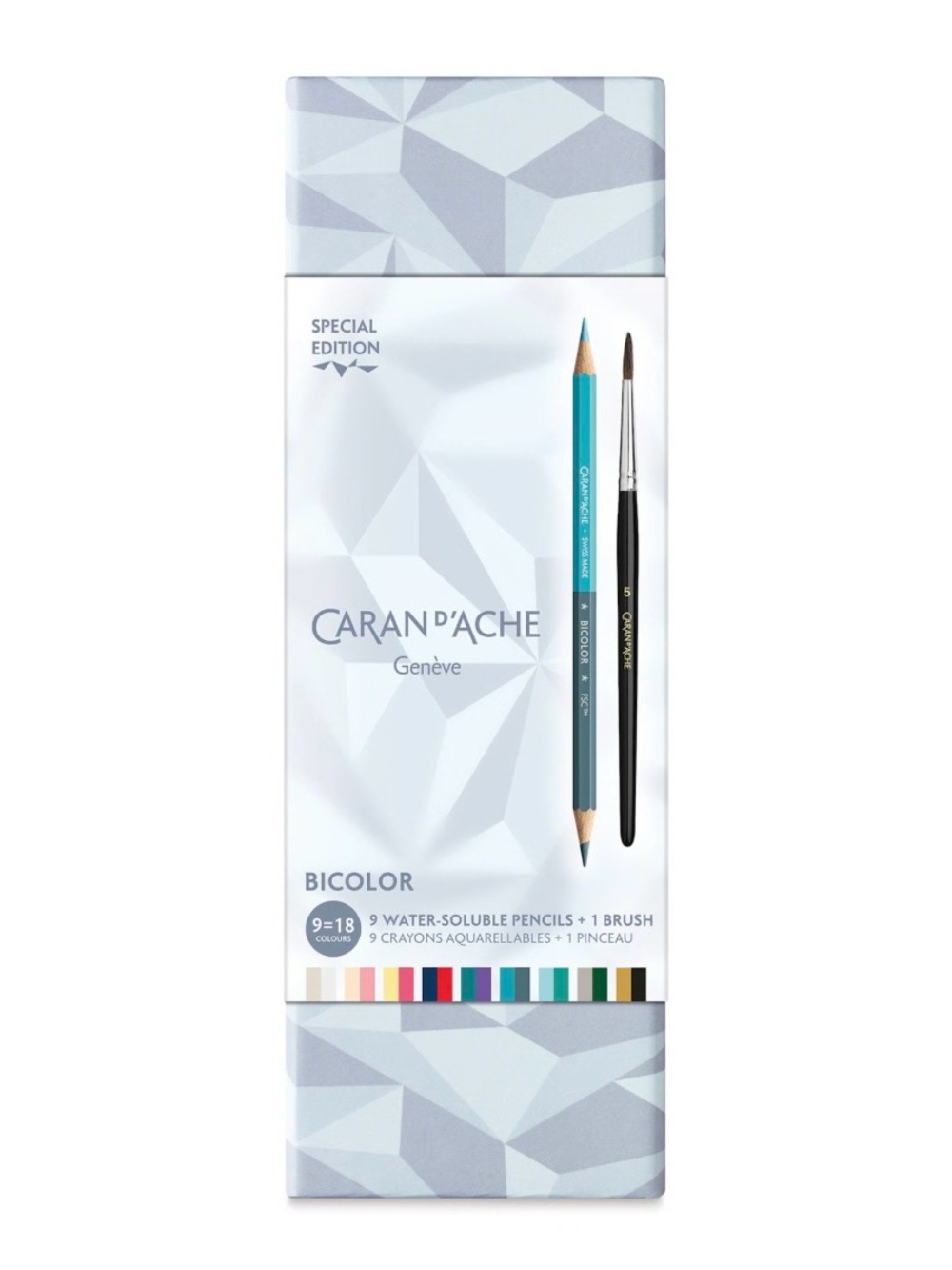 Caran d’Ache Alpine Frost Special Edition Bicolor Colored Pencil Set W/Brush